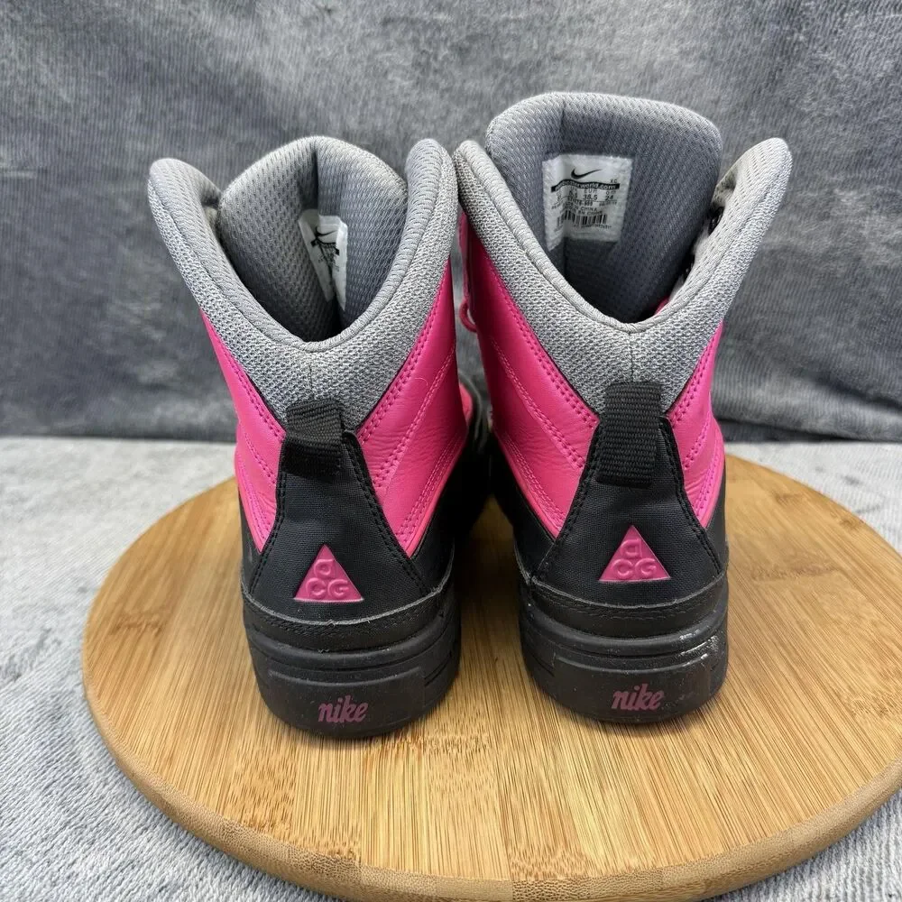 Nike ACG Boots Girls Size 6Y Pink Black Water Resistant Winter Snow 524876-600